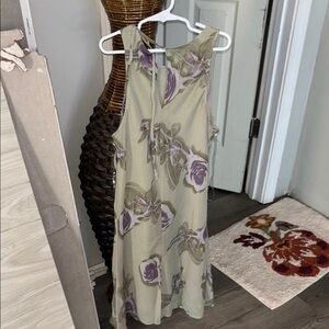 Floral Sleeveless Dress in Purple and Tan